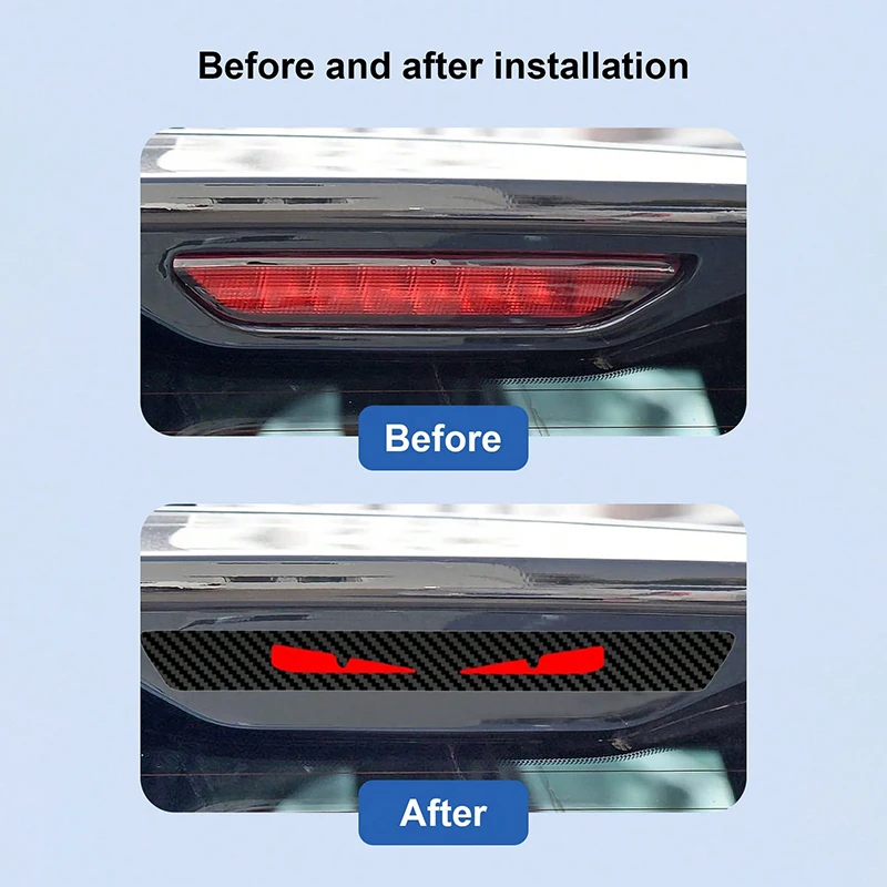 Universal Carbon Fiber Brake Light Decal - Waterproof, UV Resistant, Easy Apply, No Residue, Perfect Fit - Self-Adhesive