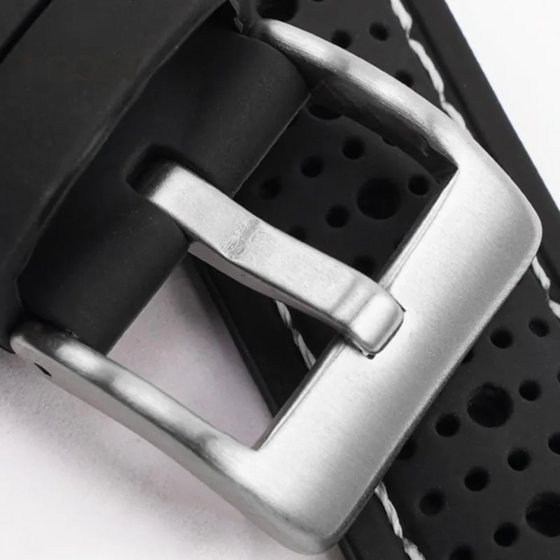 Universal Breathable Silicone Sports Band For 18mm 20mm 22mm 24mm Rubber Strap For T-issot O-mega Accessories Silver Buckle