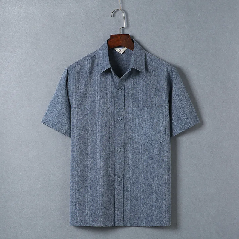 Chemise à manches courtes trempée personnalisée, bouton décontracté, demi-manche, revers vintage