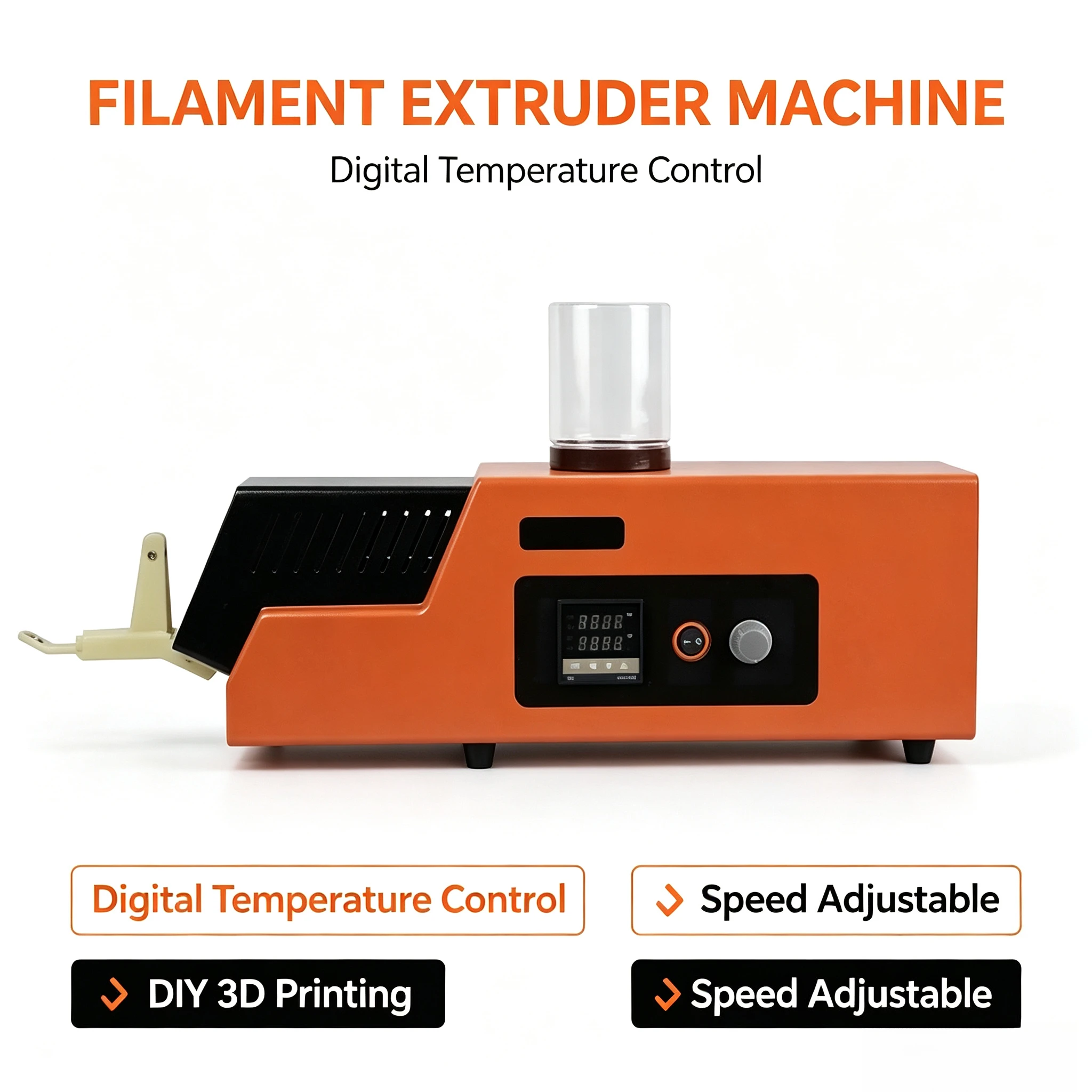 Desktop 3D Filament Extruder Maker 1.75mm 3mm Adjustable Speed REX-C100 Temp Control DIY Printing Consumable Processing