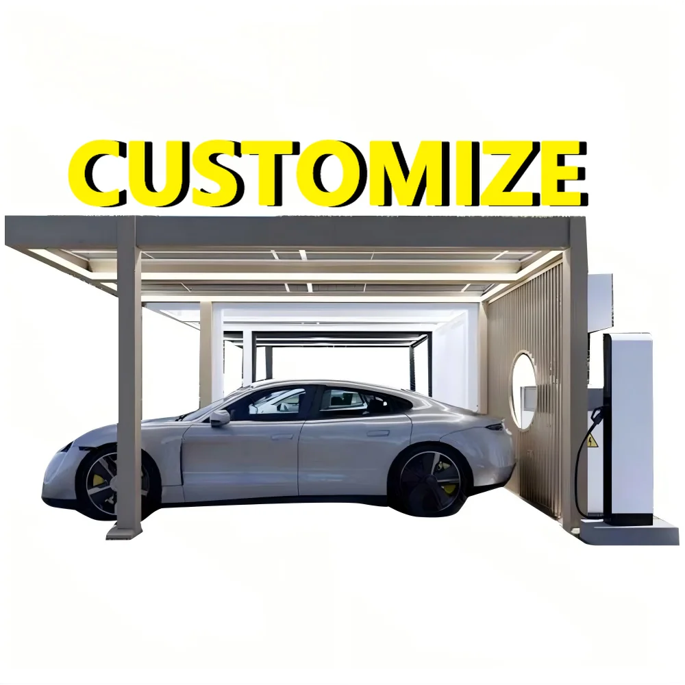 Any Size Custom Outdoor Solar Carport High Power Energy Storage Charging Waterproof Sturdy High Capacity Home Parking PV Shed