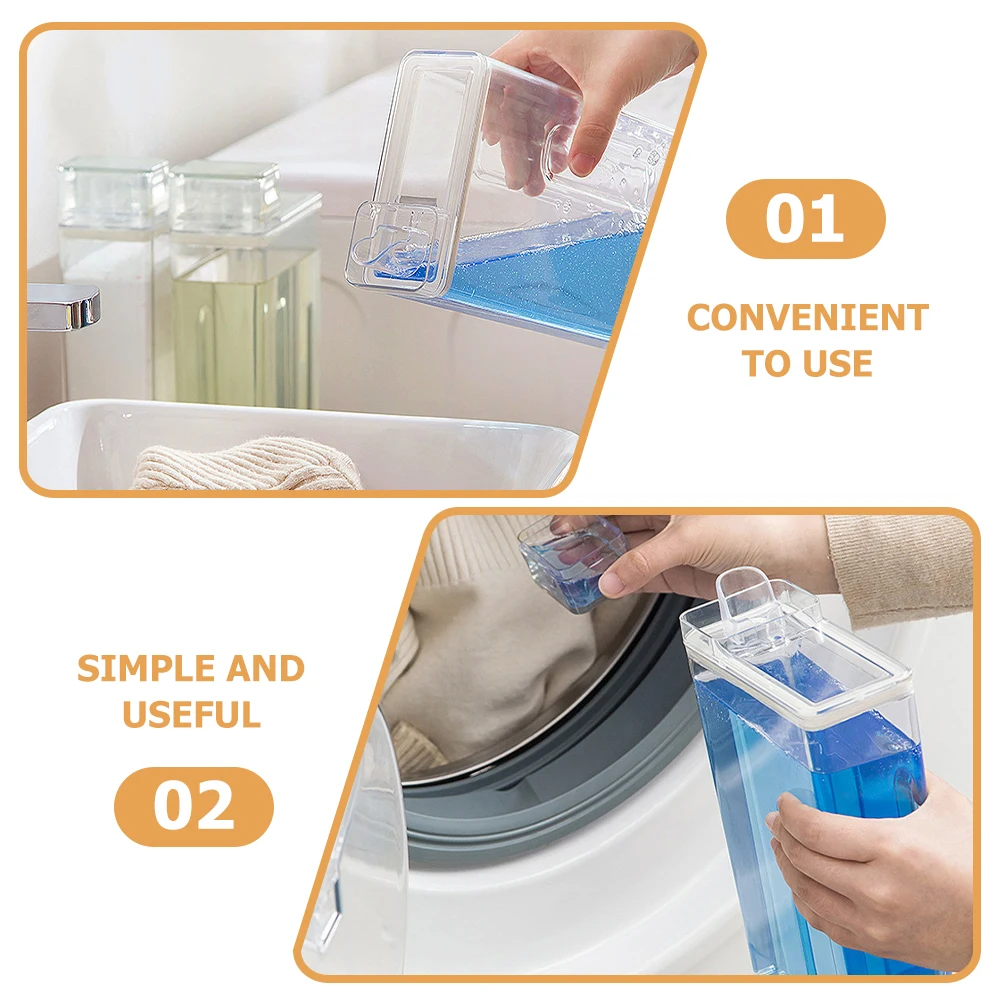 

2pcs Laundry Liquid Storage Box Transparent Large Capacity Sub Bucket Airtight Detergent Container Multipurpose Refillable