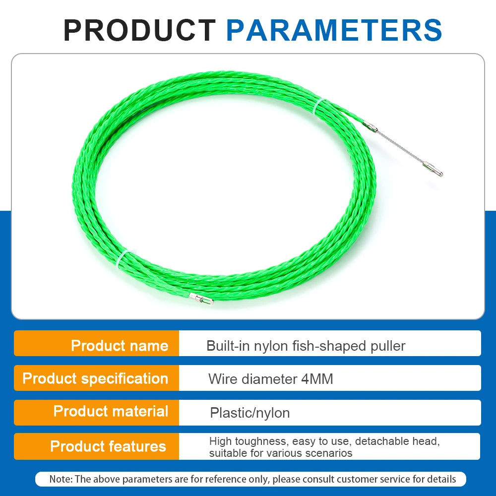 Fish Tape Cable Push Puller POM 4mm 5M‑50M Duct Snake Wire Threader Wiring Installation Aid for Conduit Wall Ceiling Trunking