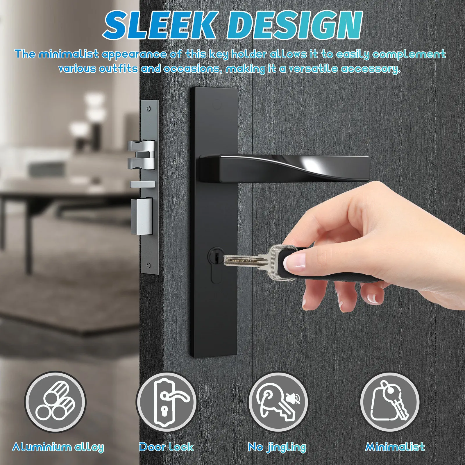 Metal Keychain Compact Key Organizer Men Aluminium Alloy Silent Minimalist Key Holder Smart Pocket Keychain Black Accessories
