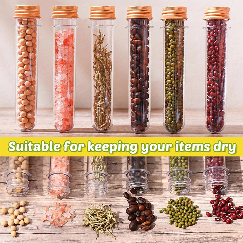 12Pcs 40ml PET Plastic Bottle Beverage Test Tube Shape Bottle Screw Cap Seal Packaging Bottles