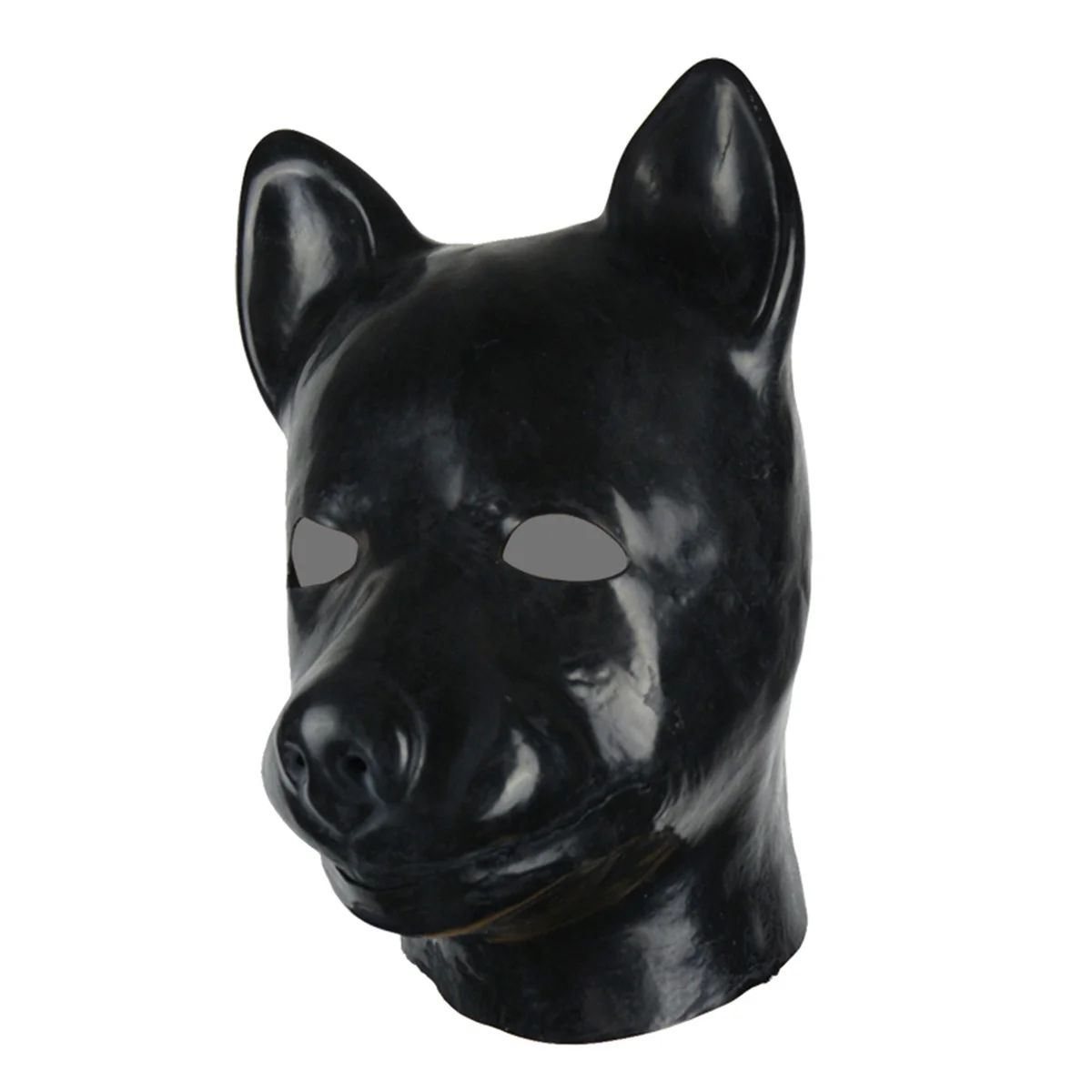 3D Black Latex Dog Hood Mould Latex Rubber Fetish Animal Mask with Zipper Full Head Animal Hood