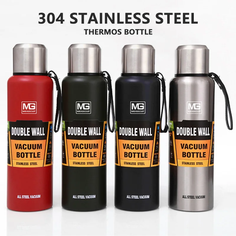 500/700/1000/1500ml Large Capacity Stainless Steel Thermos Portable Vacuum Flask Insulated Tumbler with Rope Thermo Bottle Cup