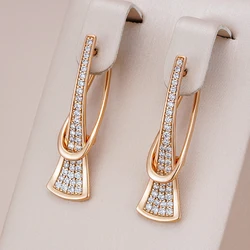 Kinel-pendientes de gota de circón Natural para mujer, Color oro rosa, regalo romántico, joyería fina diaria de moda, diseño innovador, 585
