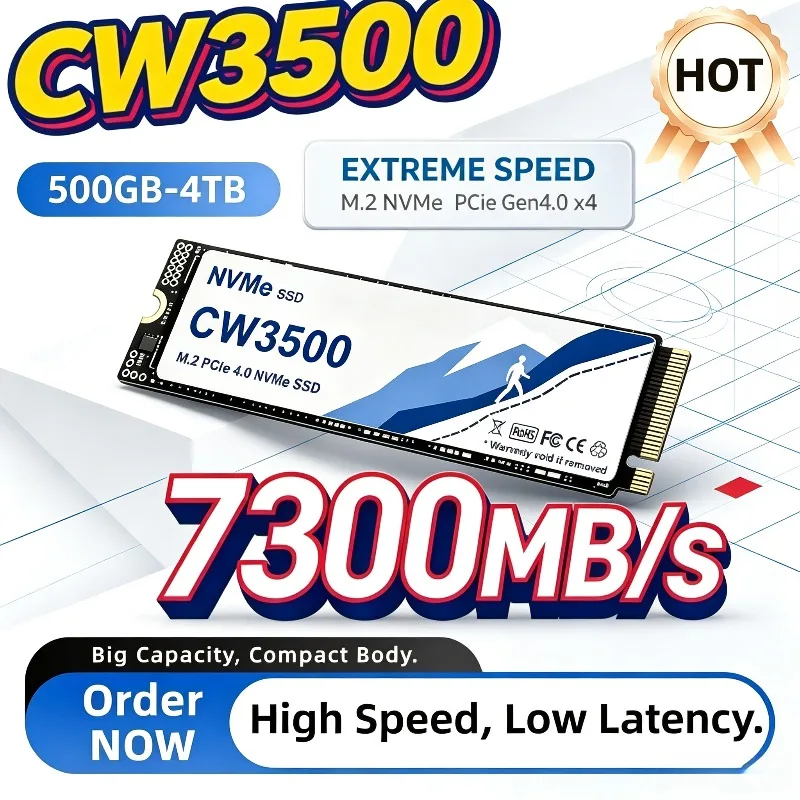 CW3500 M.2 NVMe PCIe 4.0 SSD Hard Disk 1TB 2TB 7300MB/s 500GB Internal Solid State Drive, For PC Desktop Laptop.