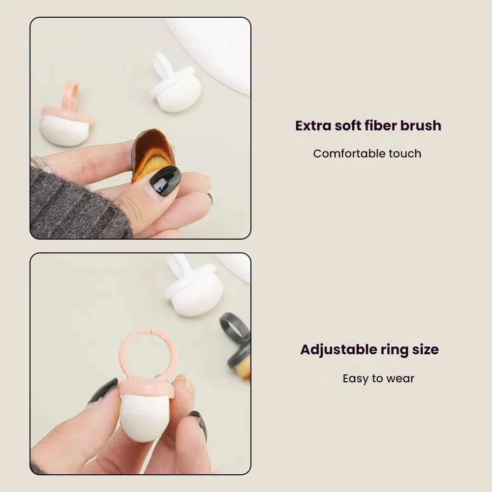 3Pcs Professional Ring Style Nail Dust Cleaning Brush Set Ultra Soft Bristles Polish Makeup Residue Removaval Essential Manicure