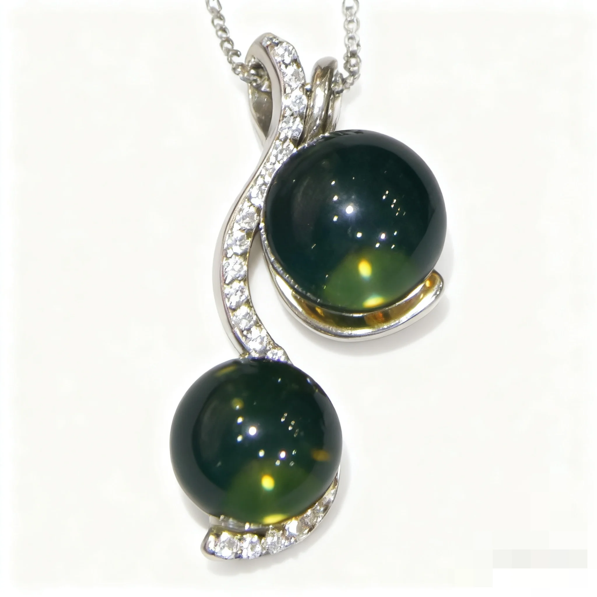 

Подвеска S-образной формы из стерлингового серебра с бусинами из натурального мексиканского синего янтаря 8 мм 9 мм