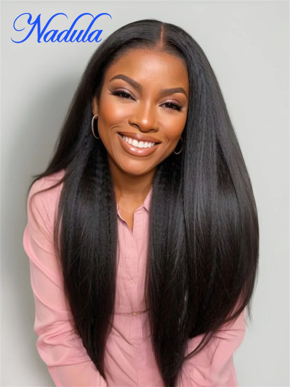 Nadula Hair EasiContour ™ Glueless Wig New V Part Yaki Straight Glueless Beginner Friendly Quick & Easy Human Hair Wigs