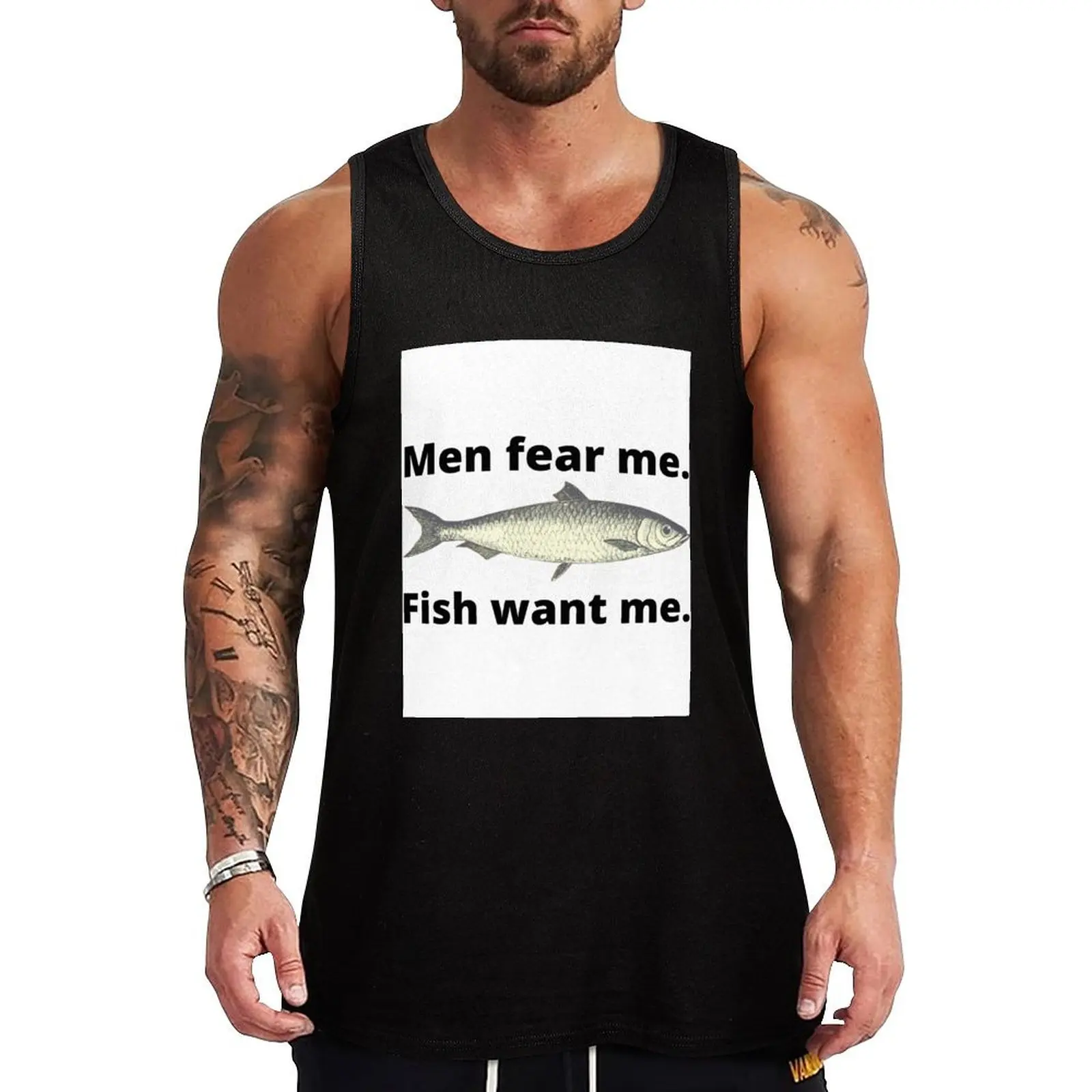 

Men fear me. Fish want me vers. 2 Tank Top gym clothing men Men sleeveless tee gym Men's t-shirts summer 2025