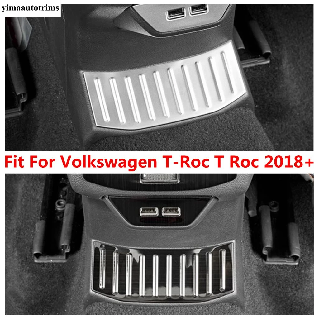 Rear Middle Guard Anti-kick Scuff Plate Panel Cover Trim Stainless Steel Accessories Fit For Volkswagen T-Roc T Roc 2018 - 2024