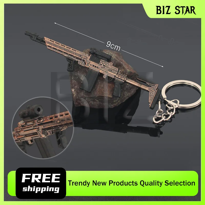 9cm/3,54 cala Arena Breakout Gun breloki seria Mini MK14 strzelanka strzelanka gra peryferyjna metalowa mała zabawka pistolety wisiorek Model broni