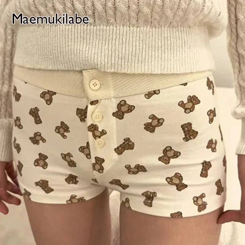 

Maemukilabe 00s Retro Cute Patterm Boyshorts Fairy Y2K Cottage Low Waist Comfy Undies Sweatshorts Women Pajamas Shorts Bottom