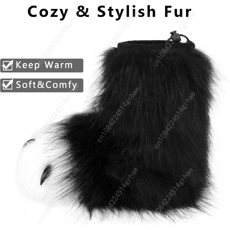 HAOAN فروي الحيوان باو النعال غامض الأحذية القط الثعلب الذئب الدب مخلب أحذية زي الهالوين تأثيري الملحقات #5