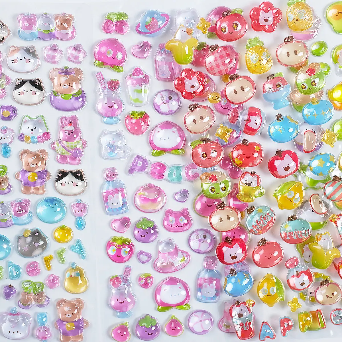 1 ud./4 Uds. Pegatinas en relieve 3D con forma de fruta de dibujos animados para diario, álbum de recortes, bricolaje, diario, papelería, decoración escolar, pegatinas bonitas