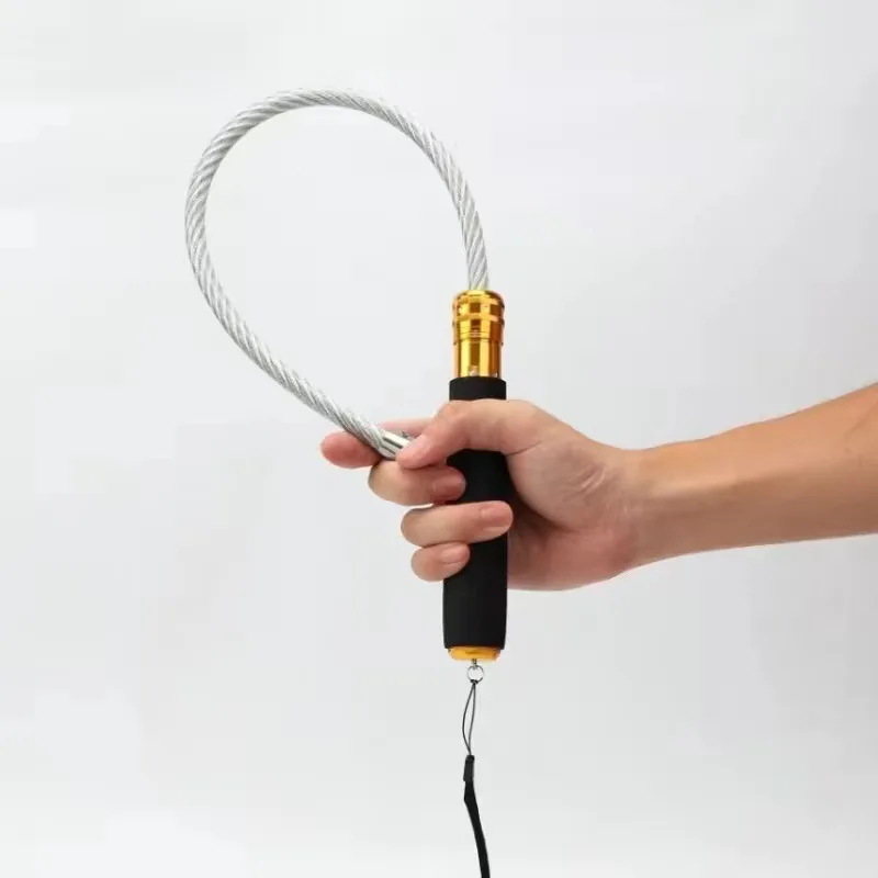 58CM Outdoor Portable Self-defense Tactical Whip Car Emergency Steel Wire Whip EDC Martial Arts Products