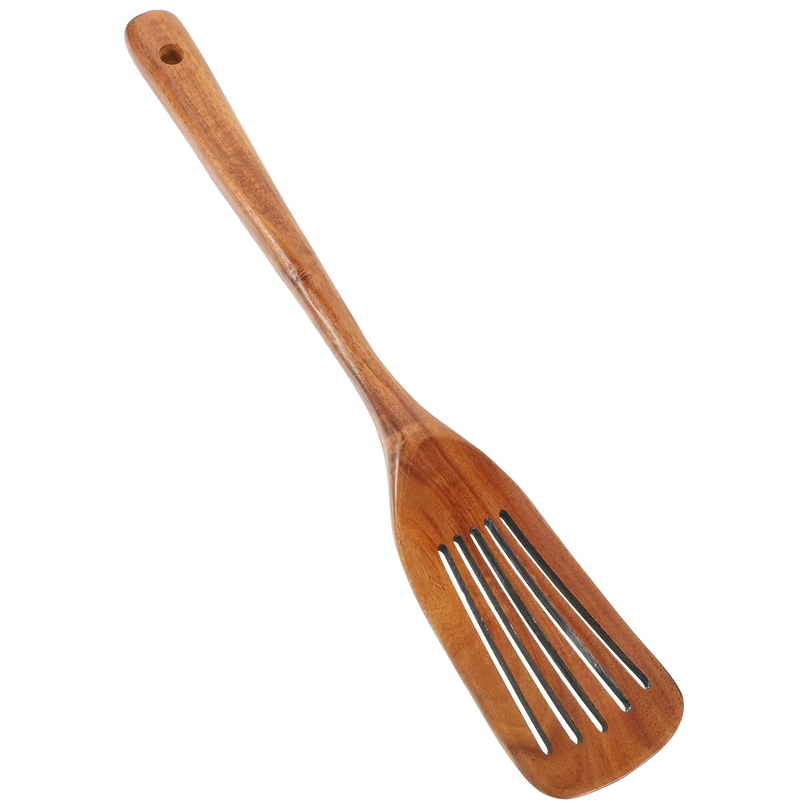 Premium Wooden Cooking Spatula Non-Scratch Heat-Resistant Odor- Utensil for Non-Stick Pans Long Handle Hanging Hole