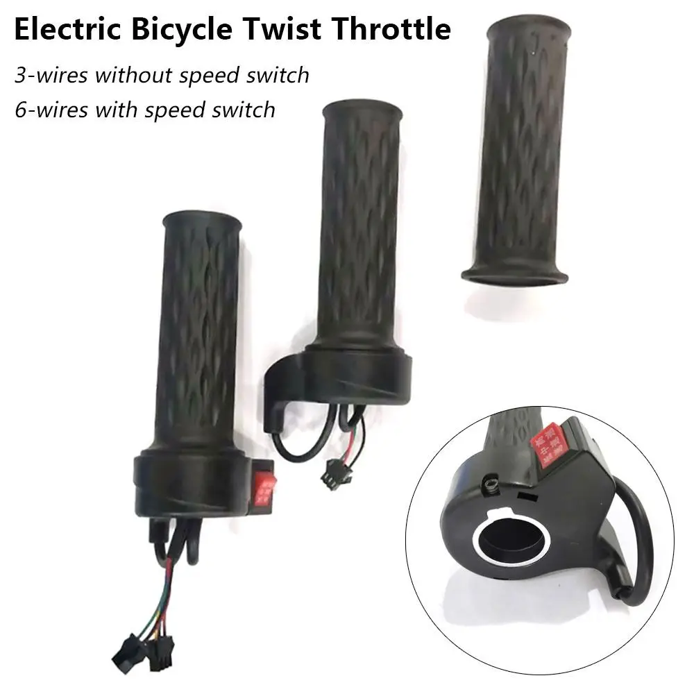 

1Pair Twist Throttle Turn Handle Hall Sensor Universal Accelerator Handle Grip 12-72V Electric Bicycle Accessory
