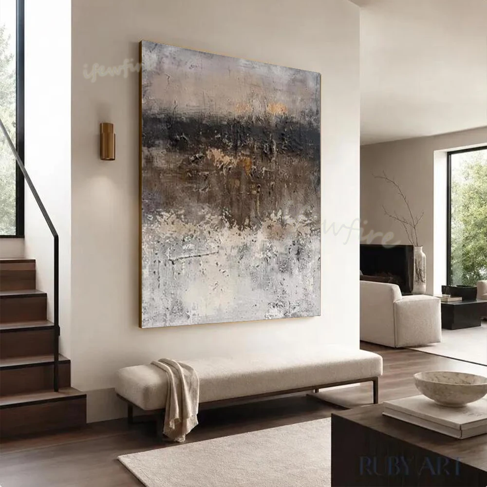 Modern Murals Abstract Oil Painting On Canvas 100% Handmade Dark Gray Texture Wall Art Picture For Living Room Decor Image Mural