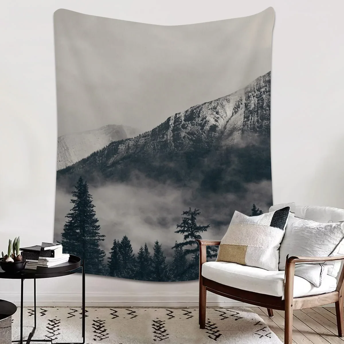 Misty Mountain Forest Printed Throw Blanket Flannel Fleece Blankets Warm Soft Throws for Sofa Couch Bed Bedroom Bedspread