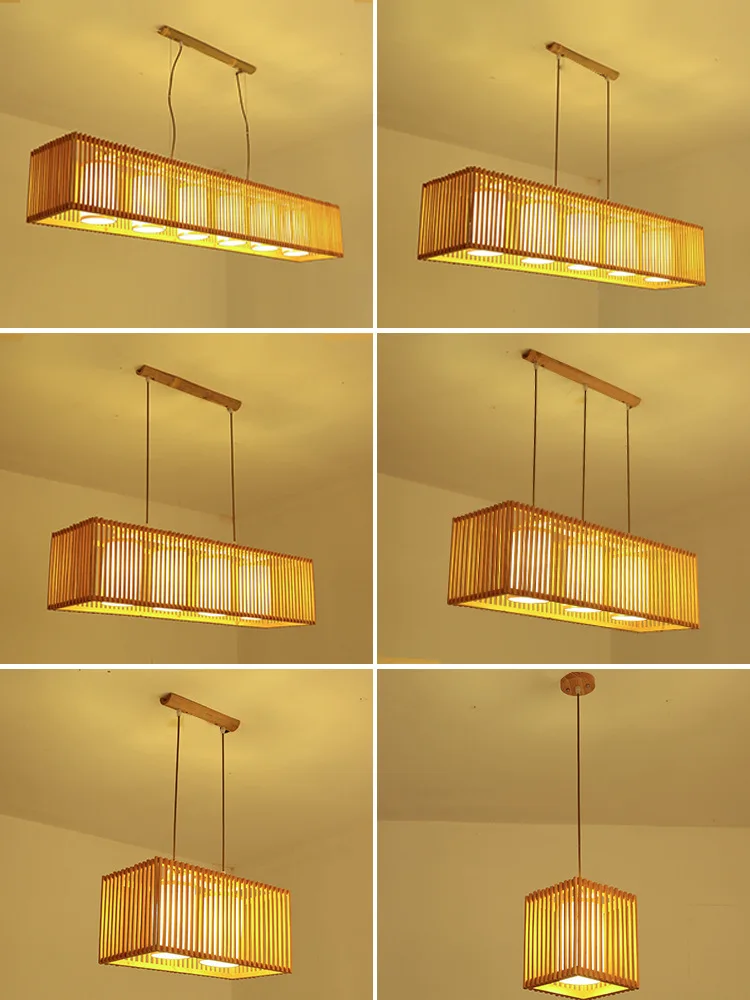 

Three Head Restaurant ChandelierHot Pot Restaurant Lights with Spotlights Bamboo ArtChandelier Leisure Restaurant