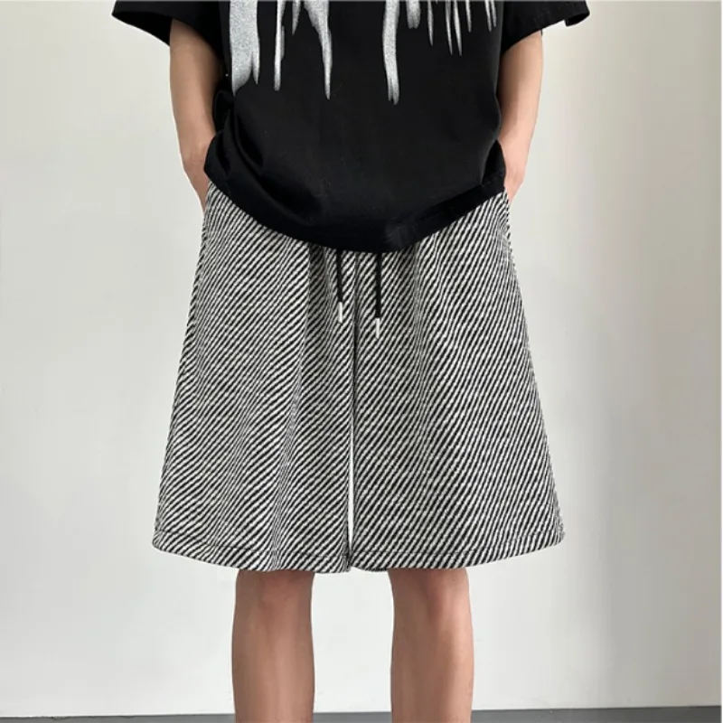 Men's Clothing Black Stripe Summer Loose Fit Straight Leg Casual Sporty Shorts Comfortable Breathable Quick Dry Lightweight