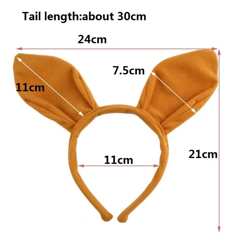 성인 어린이 파티 캥거루 귀 머리띠 넥타이 꼬리 어린이 생일 동물 코스프레 헤어 밴드 봉제 크리스마스 할로윈