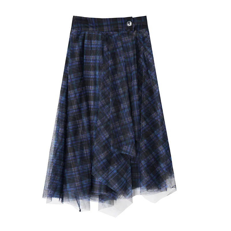 2023 Female Clothing Fashion New Casual Hit Color Plaid High Waist Elegant Women Skirt