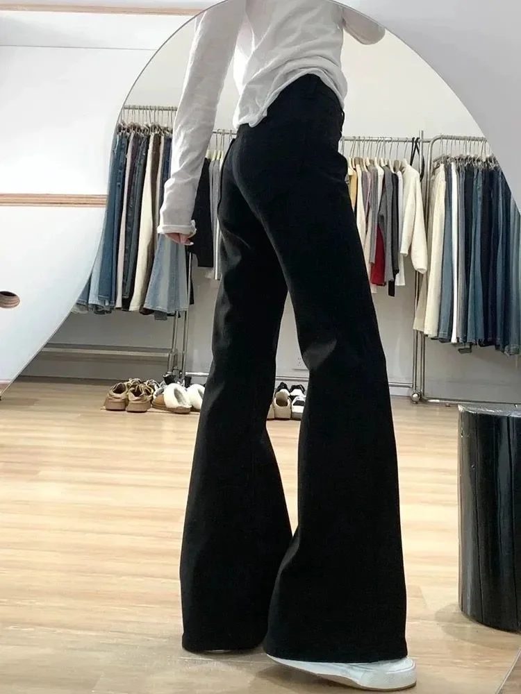 

Женские джинсы Bootcut до щиколотки Americana Normcore, уличная одежда с поясом, эластичные женские нитки, украшенные в консервативном стиле для девочек