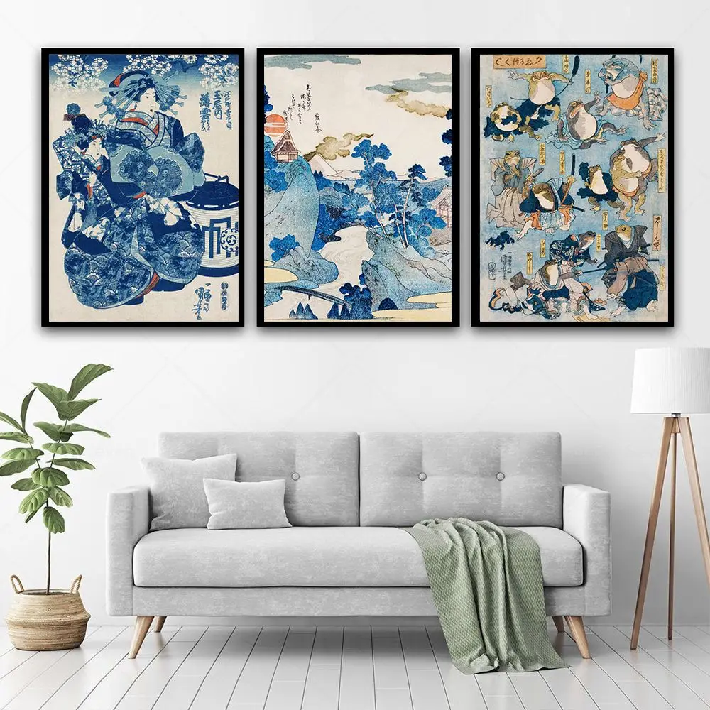 Japanese Wave Ukiyo-e Katsushika Hokusai Exhibition Print Vintage Poster Wall Art Canvas Painting Picture Living Room Home Decor