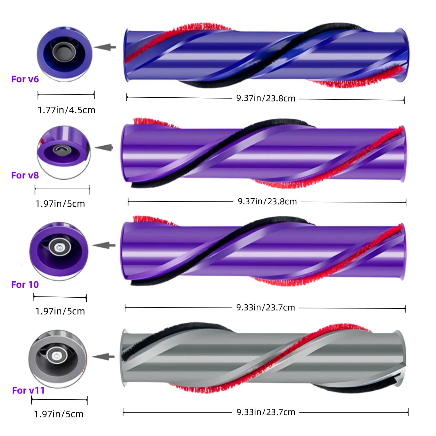 Accessoires de brosse à rouleau souple compatibles pour aspirateur Dyson V6 V8 V10 V11, pièce de rechange pour tapis, barre de rouleau de brosse de remplacement