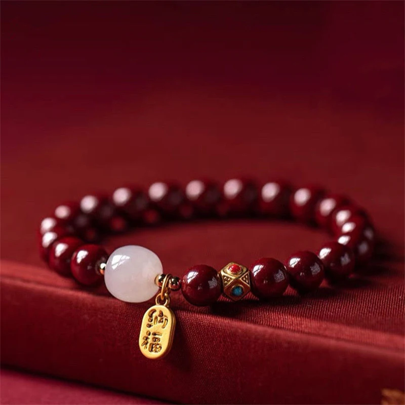 Feng Shui Wealth Bracelets For Woman - Natural Cinnabar Bracelet For Woman Protection Bring Luck Prosperity Attract Money