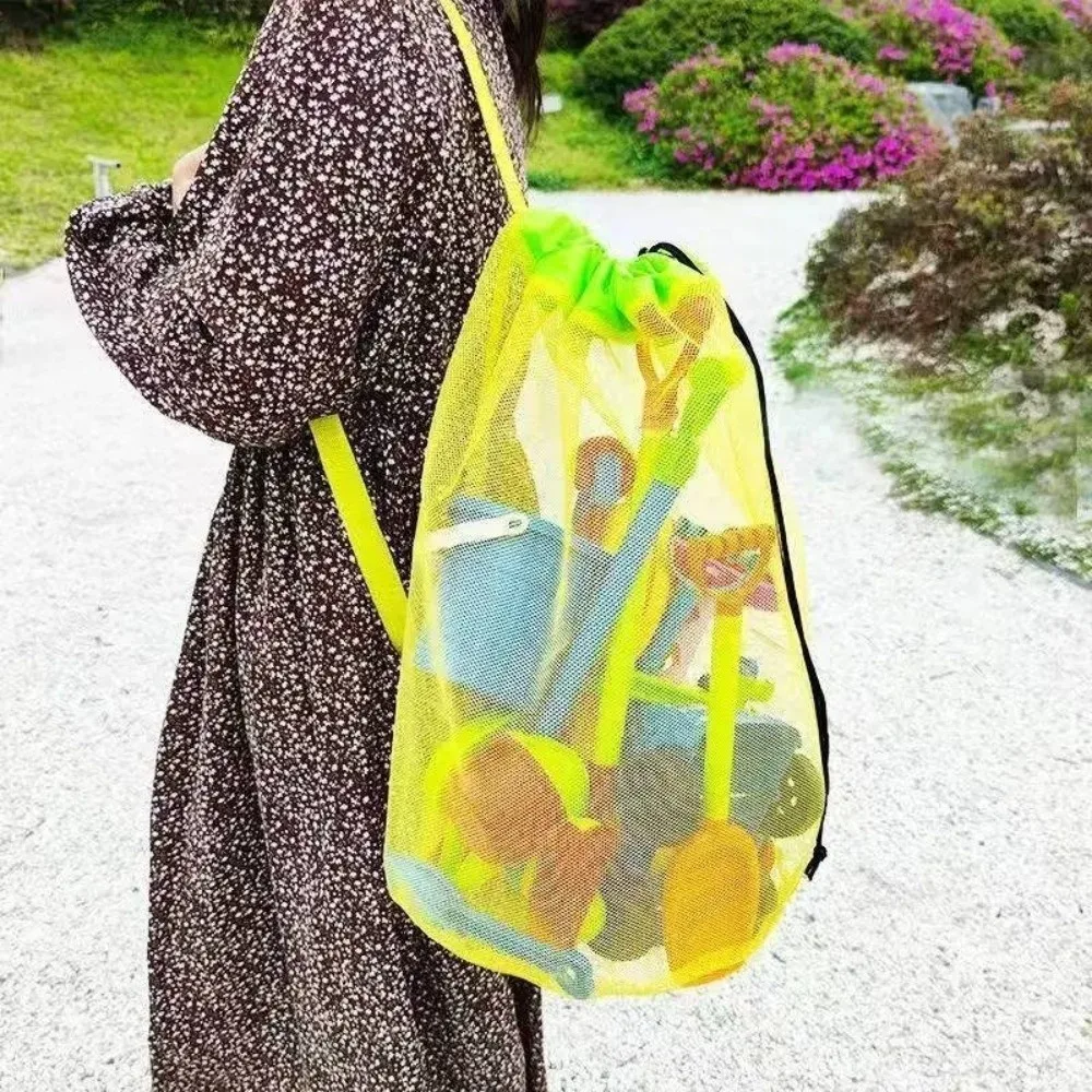 Portable Mesh Beach Bag Quick Dry Large Capacity Swim Storage Bag Foldable Breathable Beach Tote Bag Beach Activities