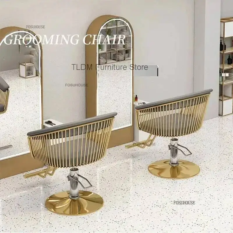 Backrest for Modern Chair Vertical Salon Light Height with Luxury Adjustable Footrest Metal Barbershop Nail Studio Furniture