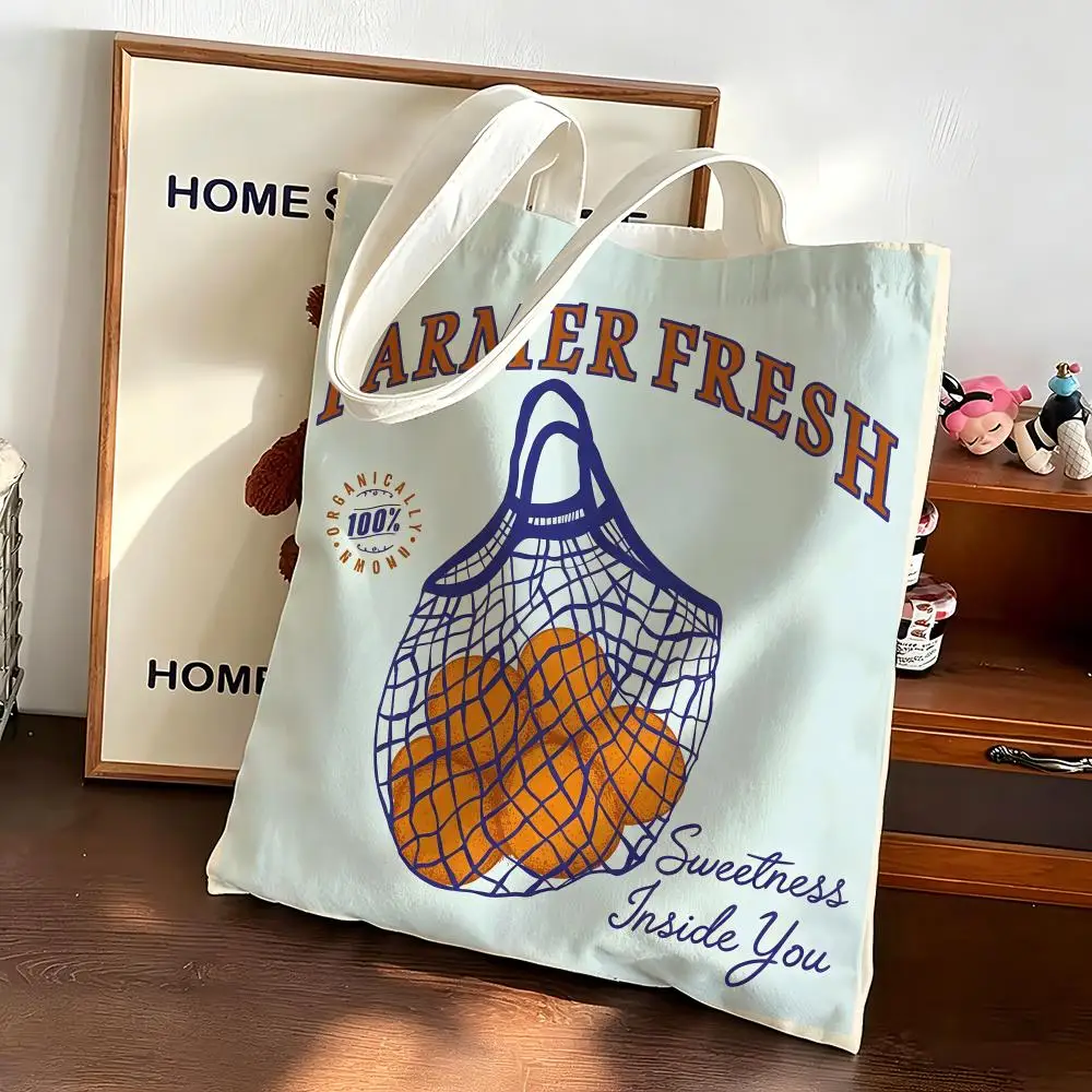 Vintage Art V-Summer Picnic Market Storage Bags Canvas bags are suitable for going to class, shopping, gifts, and commuting