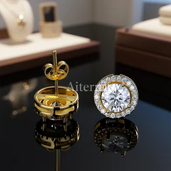 GRA Moissanite Earrings S925 Silver With 18K Plated Pass Diamond Test Pen For Women And Men Classic Jewelry 2 Certificates