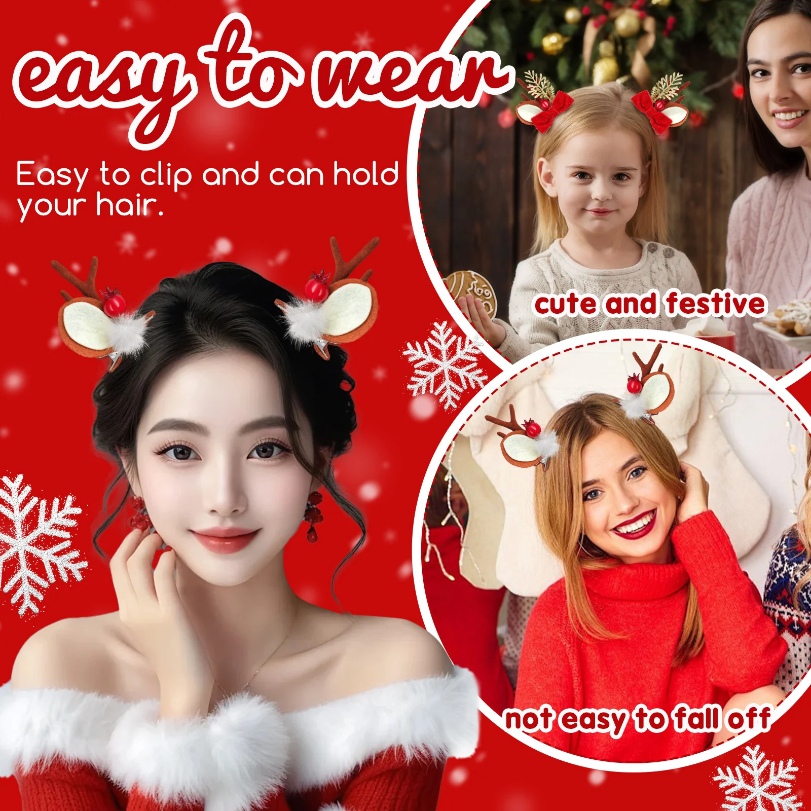 Geweih Weihnachten Pin Haar Clips Weihnachten Geweih Haarspange Set Party Kopfbedeckungen Für Frauen Mädchen Weihnachten Haar Zubehör