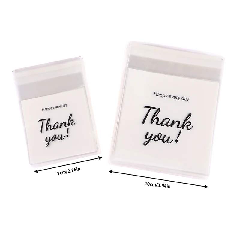 100Pcs/Pack Thank You Clear Bags Self Adhesive Candy Cookie Bakery Bags Self Adhesive Individual Gift Pastry Bags