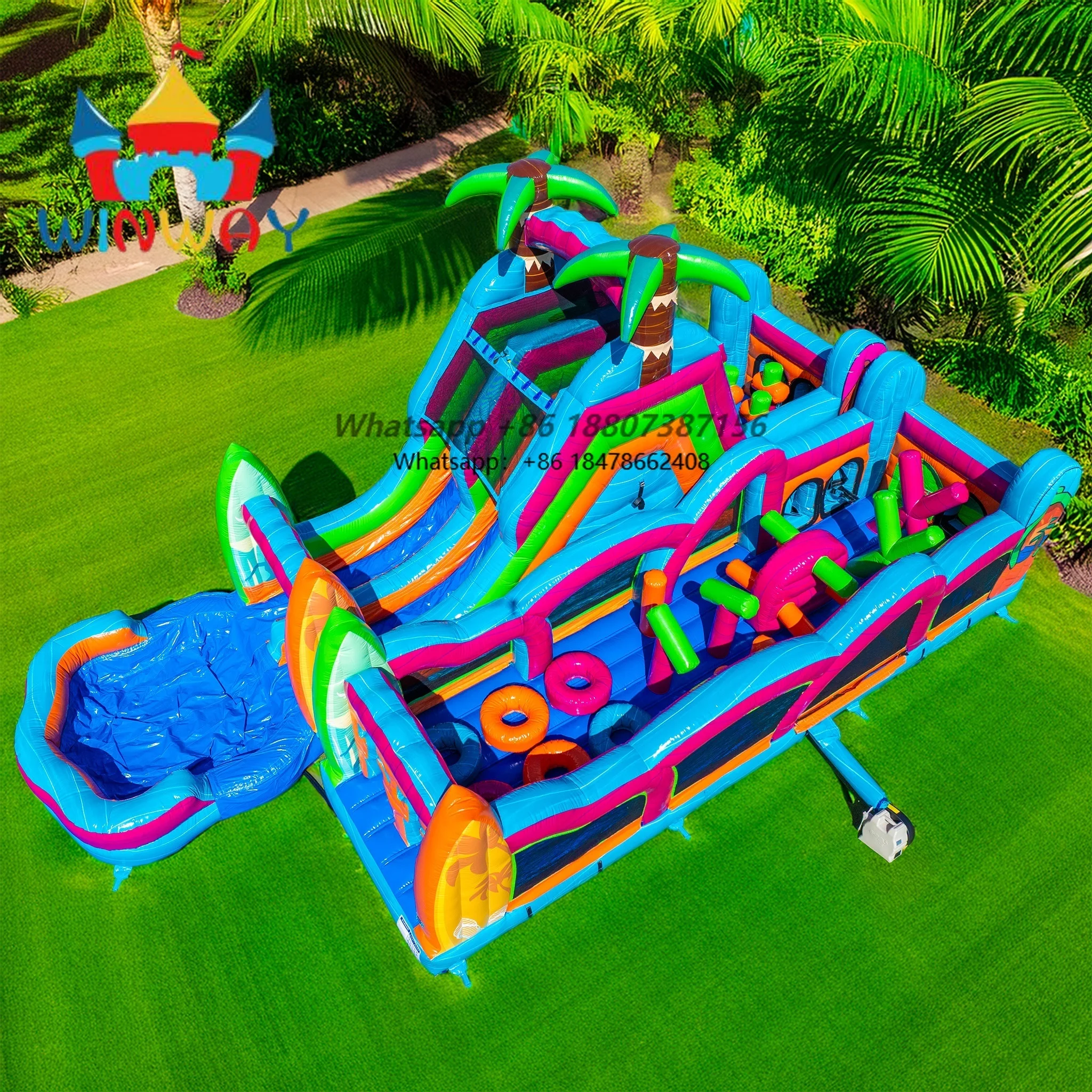 Commercial Factory Direct Inflatable Trampoline Park Inflatable Obstacle Course Water Slide Pool  for Celebrations and Rental