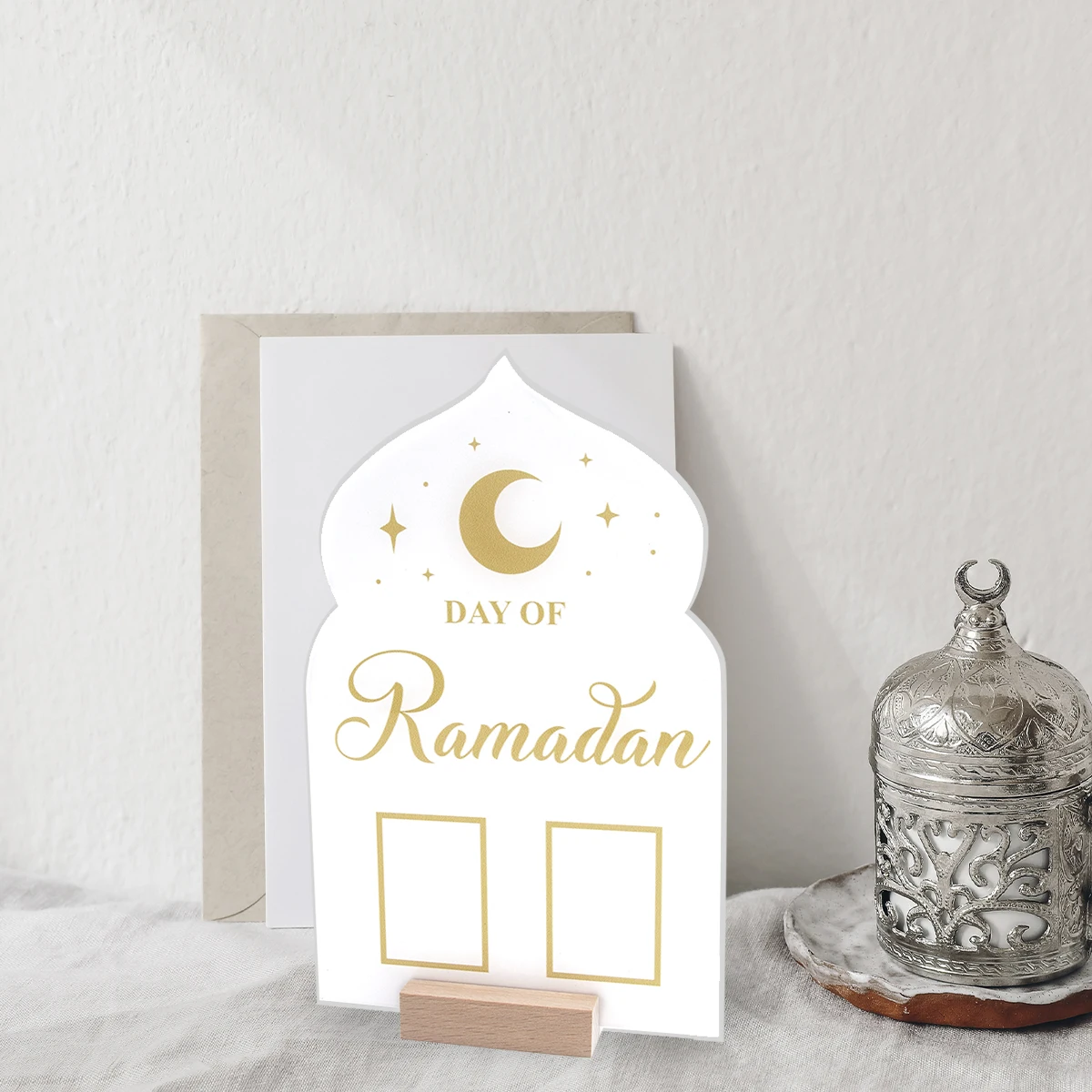 2025 Reusable Acrylic Ramadan Calendar Board with Wooden base Pen Eid Advent Day Table Ornaments Islam Muslim Eid Al-Fitr gift