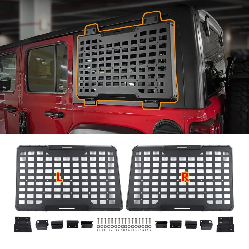 Rear Window Molle Panel Modular Cargo Organizer Storage Rack Flank Kit Window Protection for Wrangler JL 2018-2025 4-Door