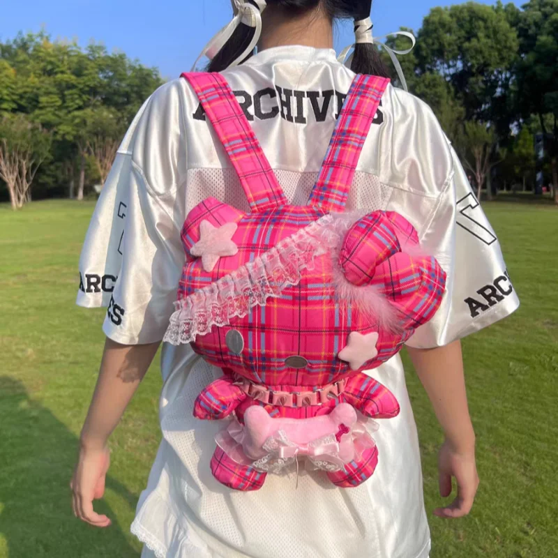 sanrio-hello-kitty-grid-y2k-plush-pp-cotton-filling-subculture-millennium-culture-hottie-backpack-lolita-decorative-doll-bag-toy