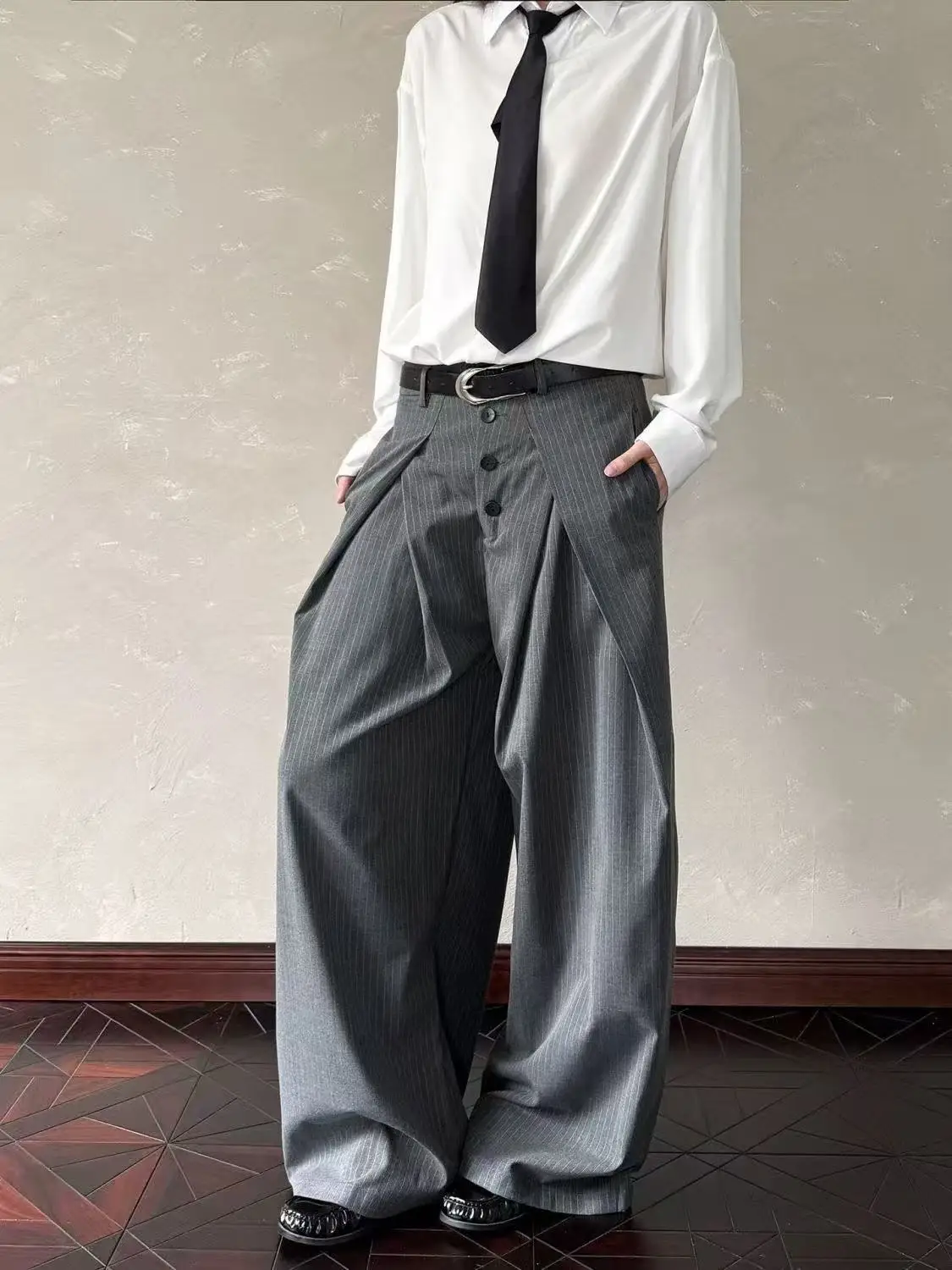 

American Retro Striped Men's Wide Leg Suit Pants Loose Drapey Casual Long Trousers Cleanfit Cool Sle Teen Faion