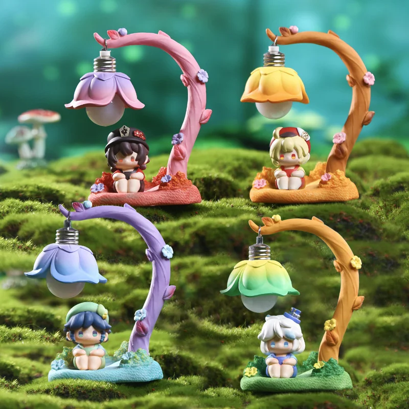 Genshin Impact Figures HuTao Klee Wendy Cute Cartoon Q Edition Model Pvc Statue Doll Luminous Ornament Gift Desktop Decoration