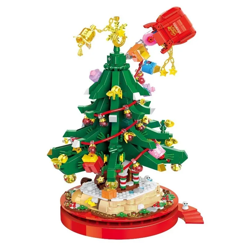 Christmas Tree Model Building Blocks Set Potted Plant Bricks Ideas Festival Atmosphere House Desk Ornament Toy Xmas Gift Kids