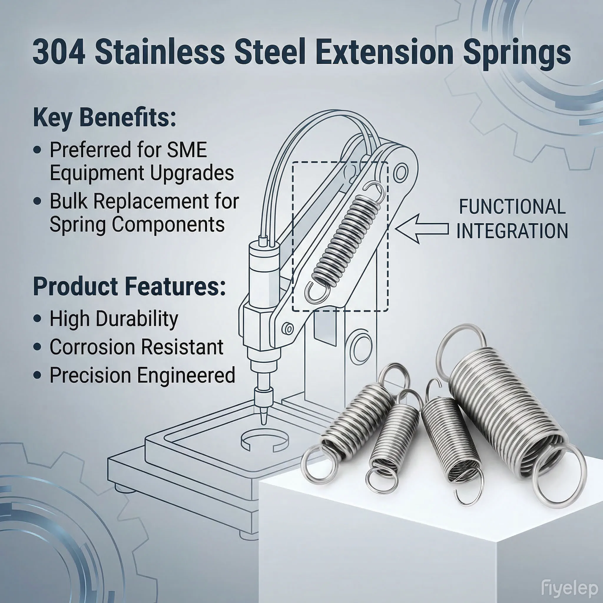 304 stainless steel tension spring with hook, strong tensile tension spring wire diameter 1.5/2.0mm customizable
