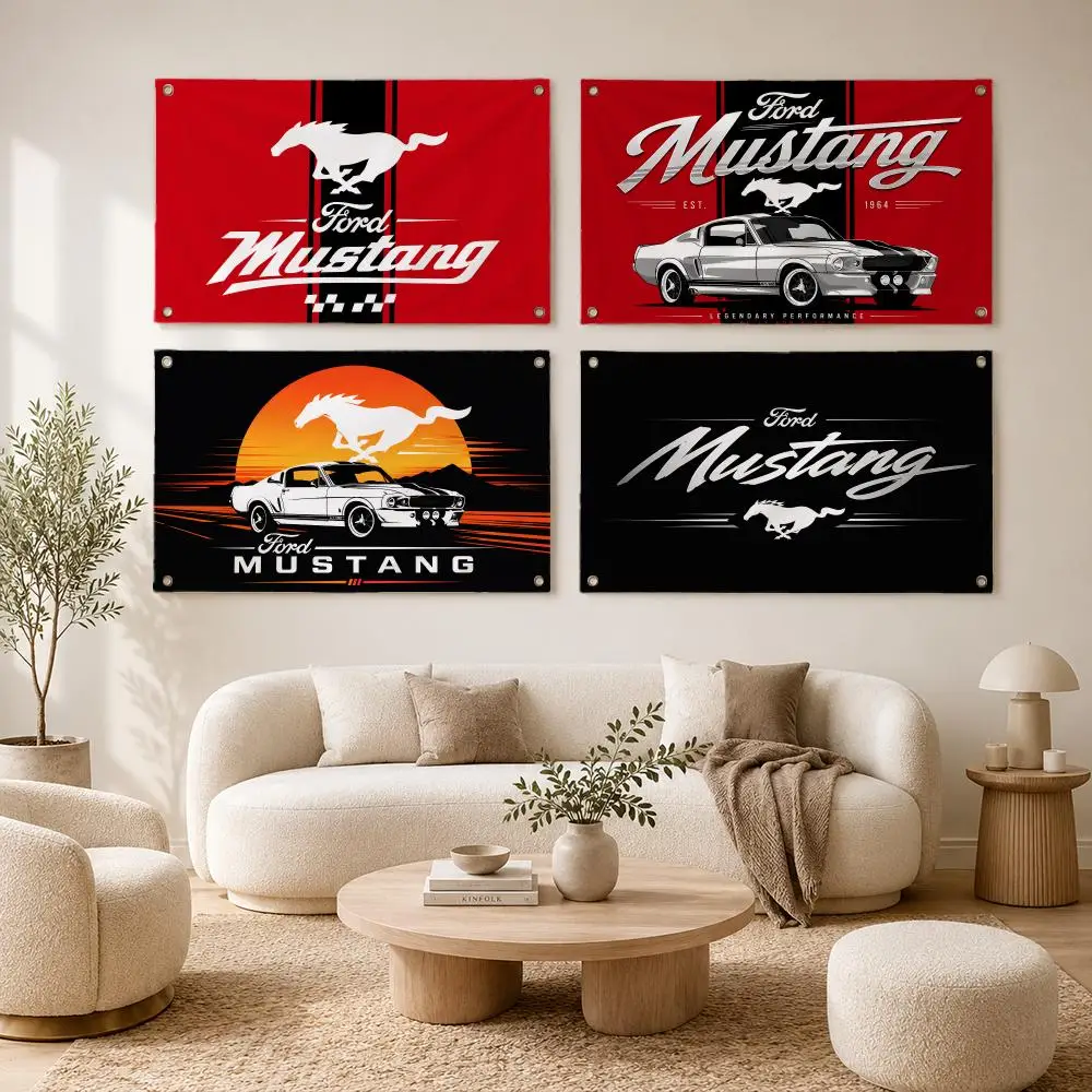 Car Brand Ford Mustang Flags flag For Decoration Outdoor Picnic Hanging Home Camping Party Banner